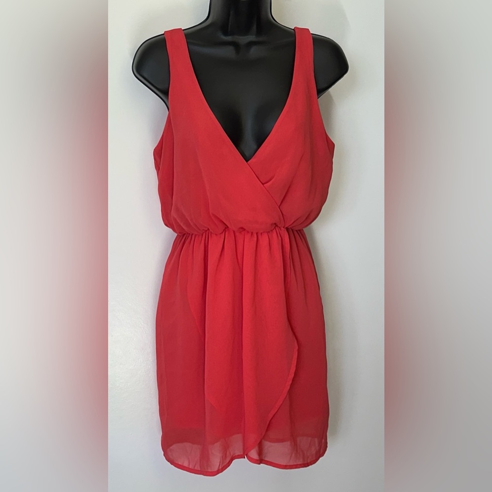 Pins & Needles | Small Pink Mini Sundress with Wrap V-Neck and Cinched Waist